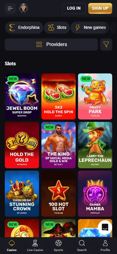 Fortune Play Casino games selection on mobile