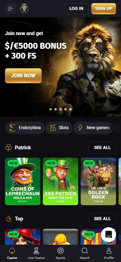 Fortune Play Casino home experience on mobile